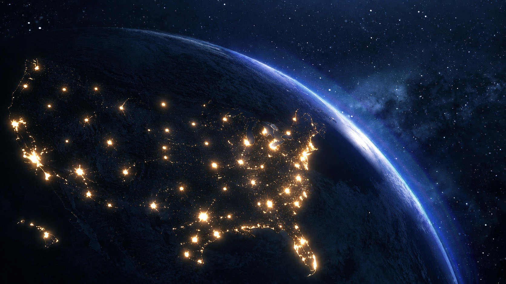 Night view of Spectrum Reach footprint in outer space