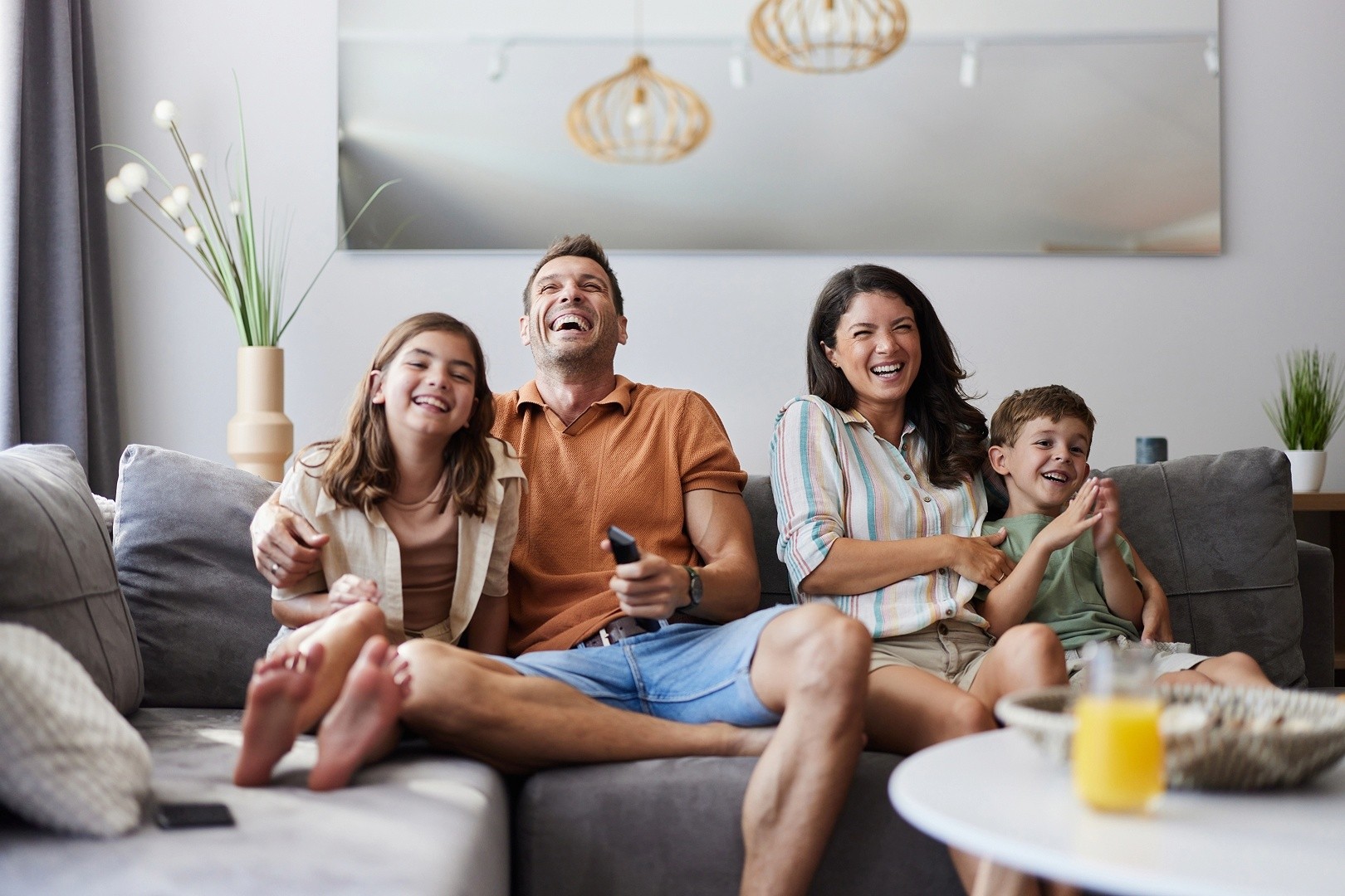 Family watching television