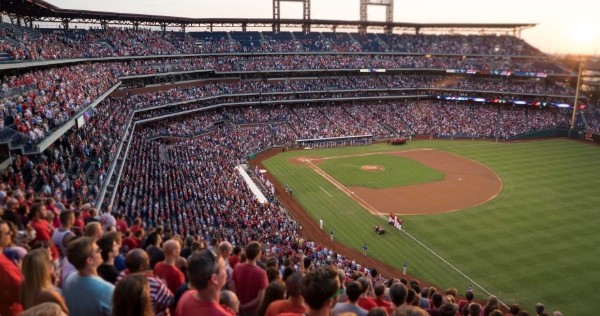 live baseball game in stadium