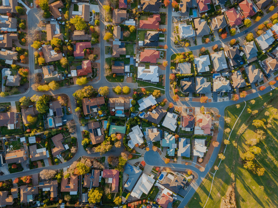 aerial view of a neighborhood