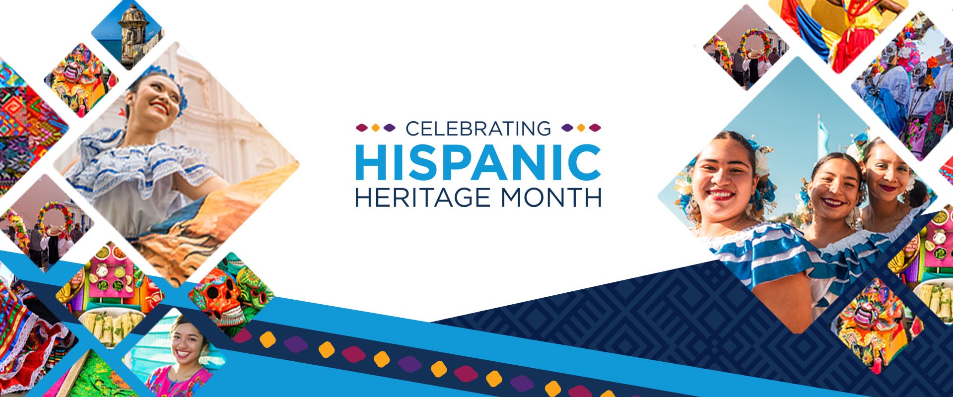 Hispanic Heritage Month logo and photos collage