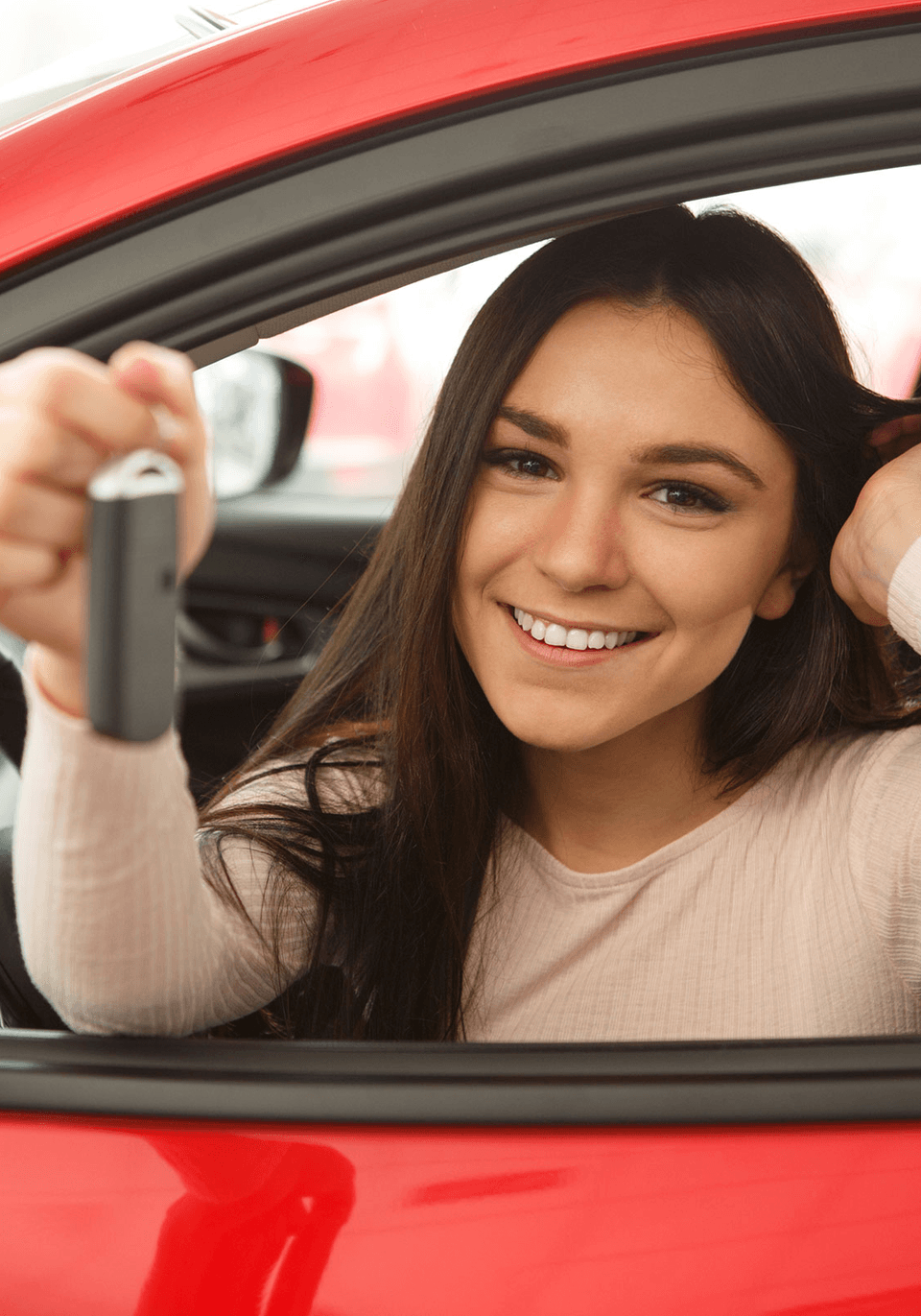 young lady buying first car