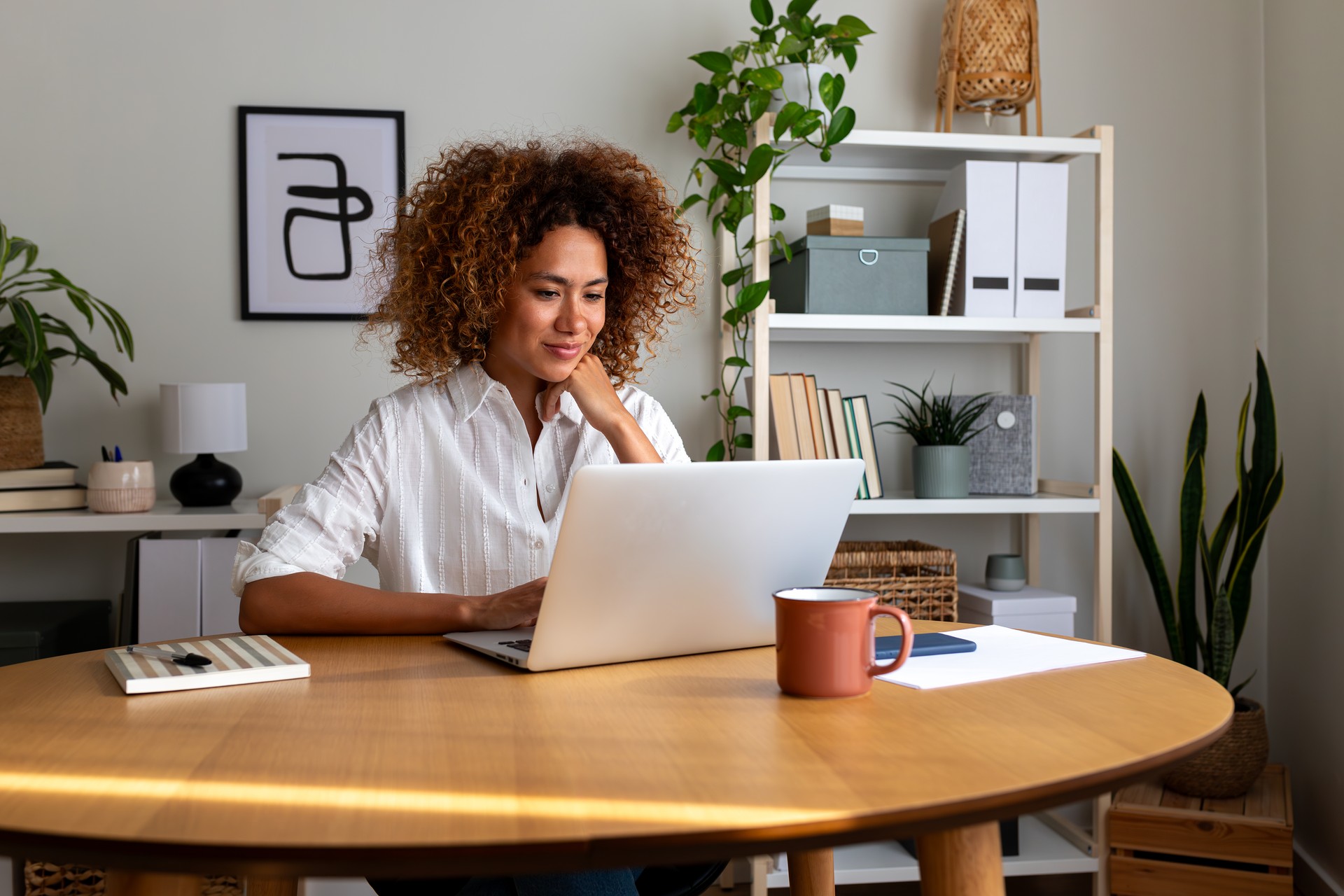 business owner working on her laptop