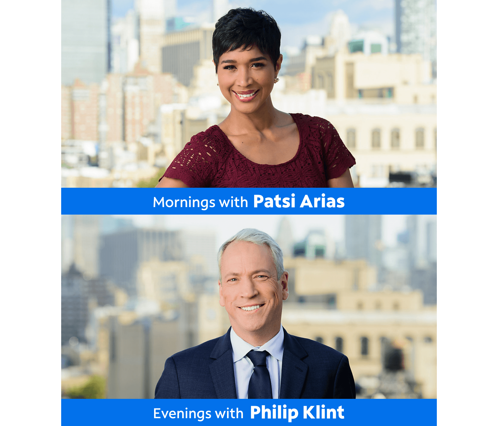 Spectrum News morning anchor Patsi Arias and evening anchor Philip Klint