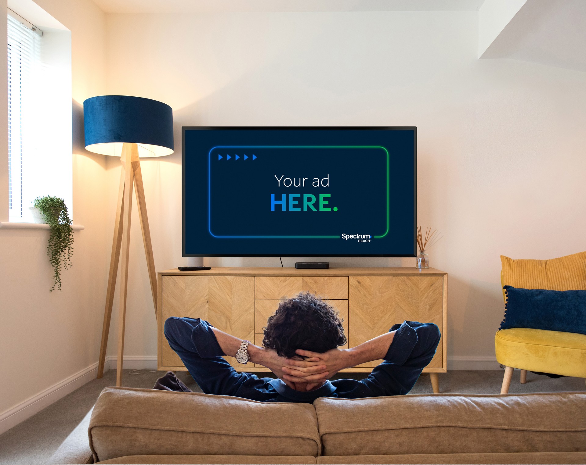 business owner seeing his ad play on tv