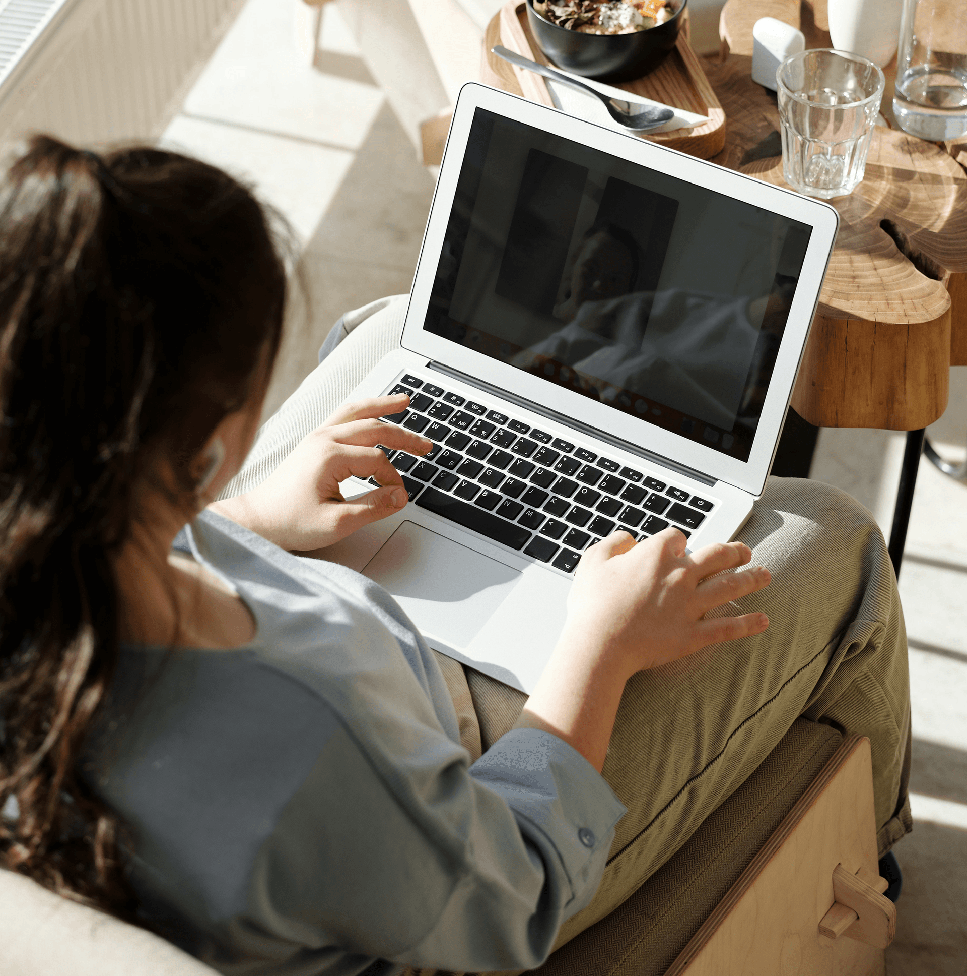 Woman working on laptop