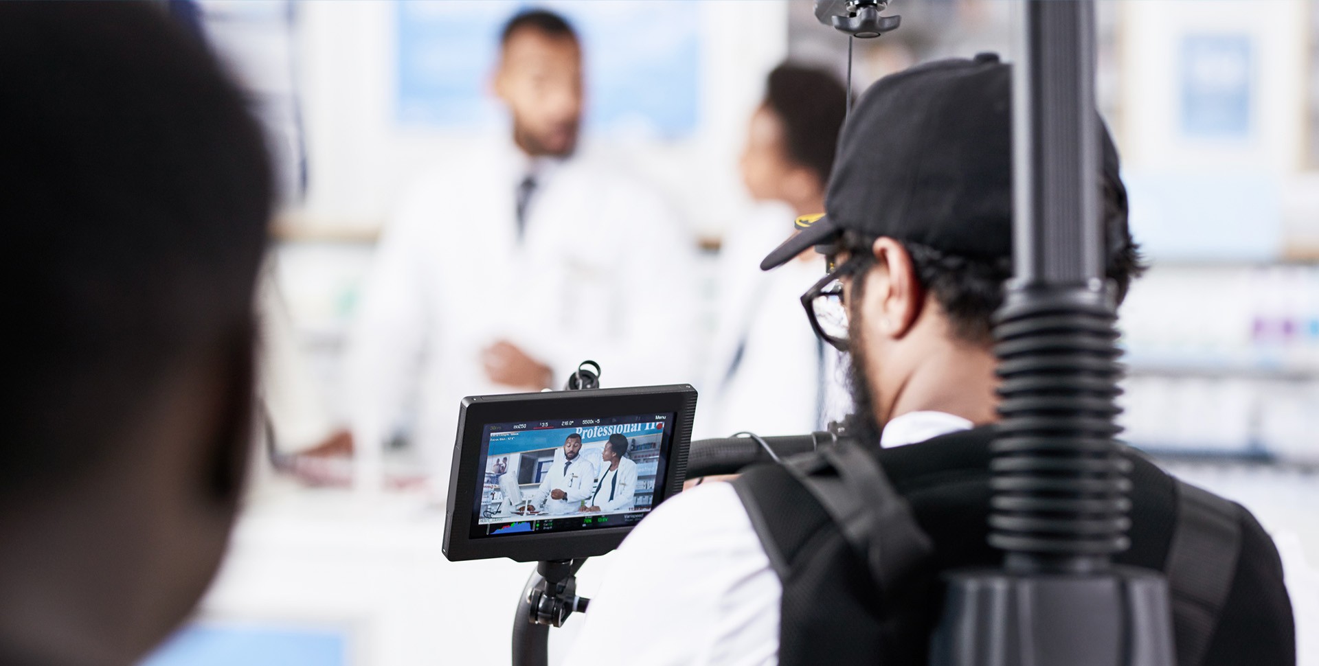 cameraman shown filming hospital commercial